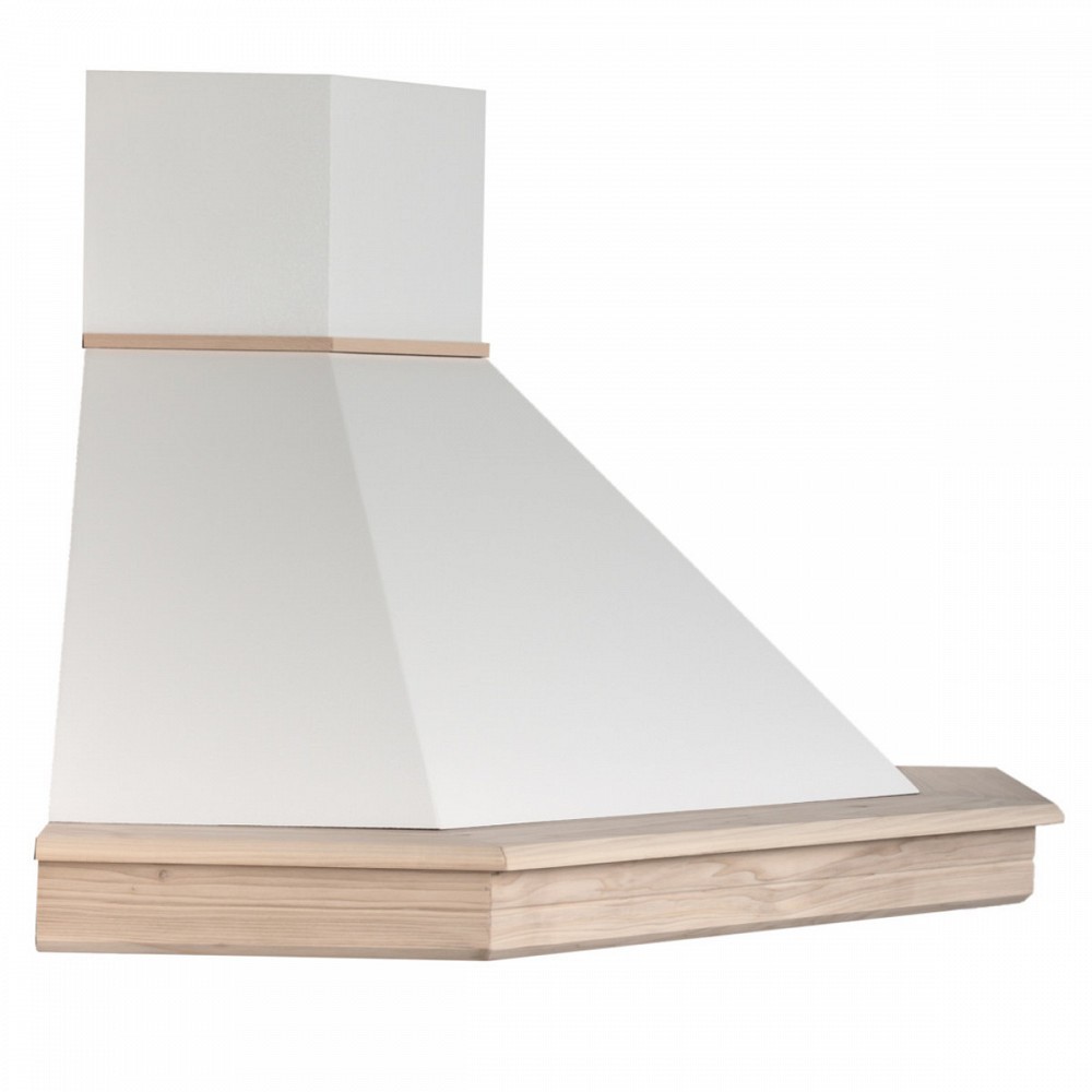 Cappa classica STOCK angolo 80X80 H.120 grezzo cono bianco con motore